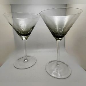 Pier 1 Gray Crackle Martini Glass, Set of 2, Retired